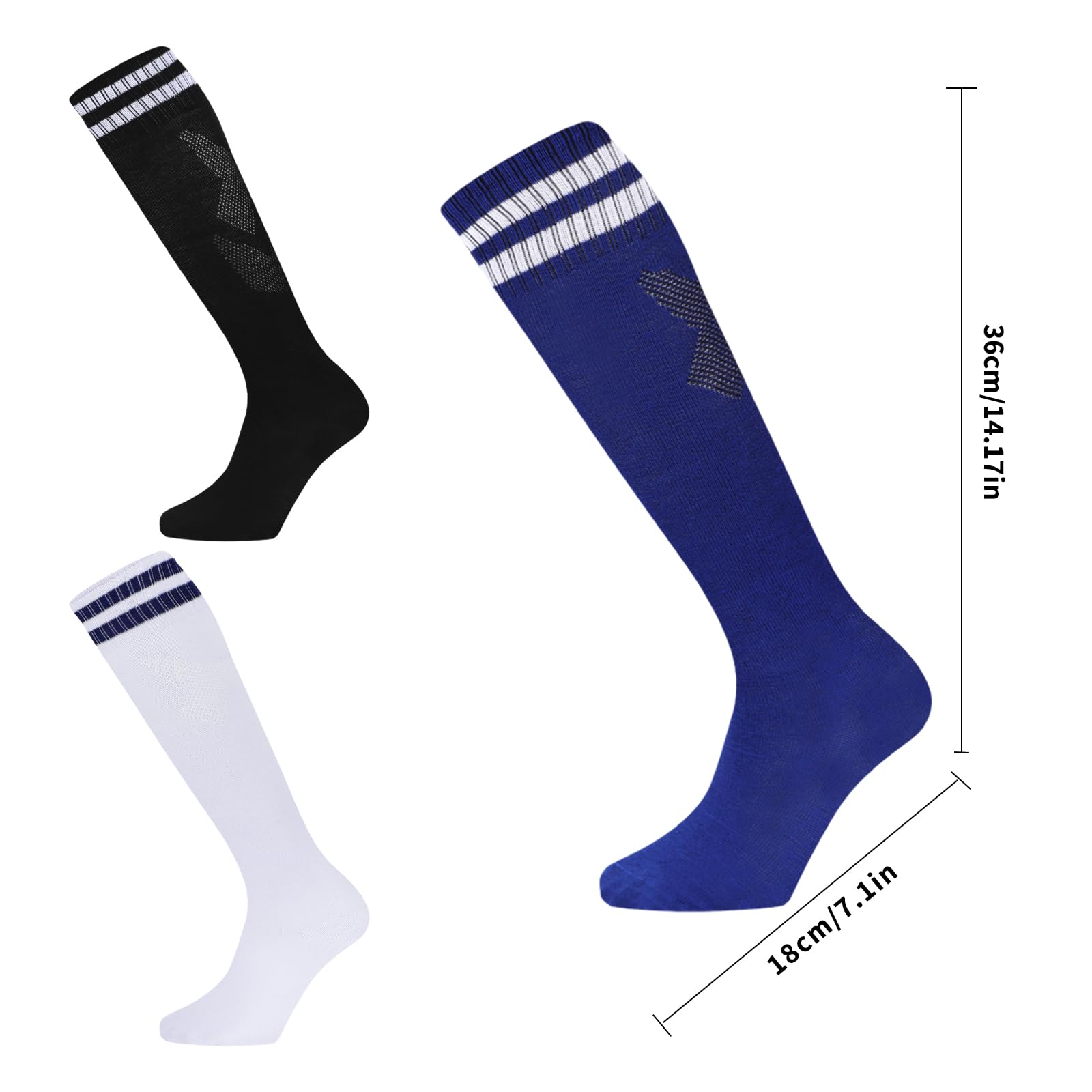 Hileyu 3 Pares Calcetines Futbol Niño,Medias Futbol Niños,Calcetines Antideslizantes Niño Futbol,Transpirables Calcetines Deportivos para Rugby,Running o Entrenamiento para Niños de 5 a 12 Años