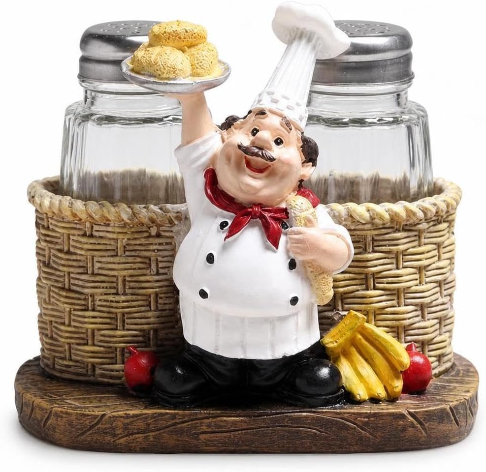 Chef Decor Seasoning Set - Decorative and Pepper for Kitchen Counter and Dining Table - Home Decor, Bread Chef Seasoning Jar