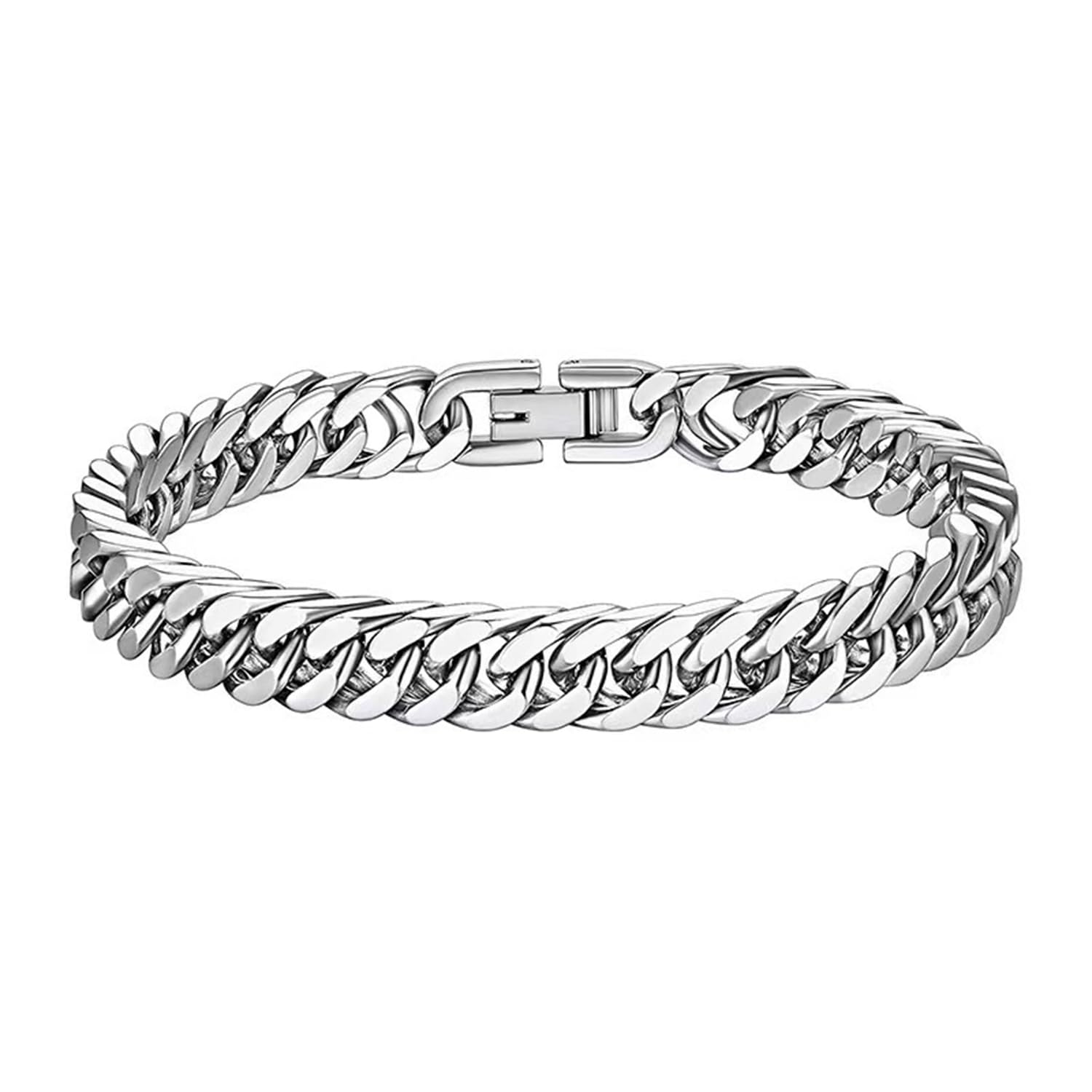 Silver Plated Stainless Steel Openable Stylish Link Chain Bracelet Fashion Jewellery Gift for Men-image-33