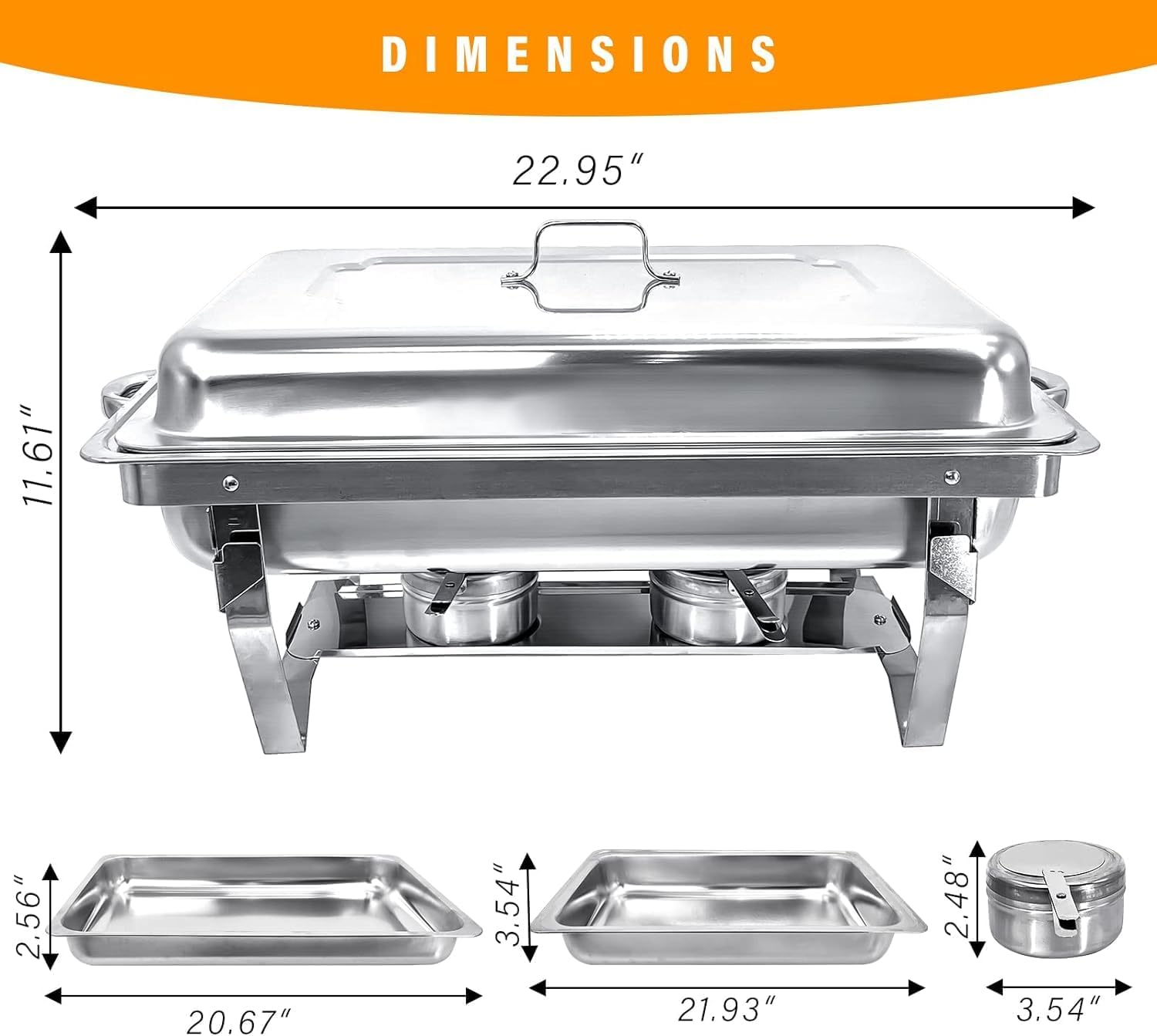 4 Pack 8QT Chafers and Buffet Warmers Sets Chafing Dish Buffet Set Stainless Steel Food Warmer Chafer Complete Set with Water Pan, Chafing Fuel Holder for Party Catering