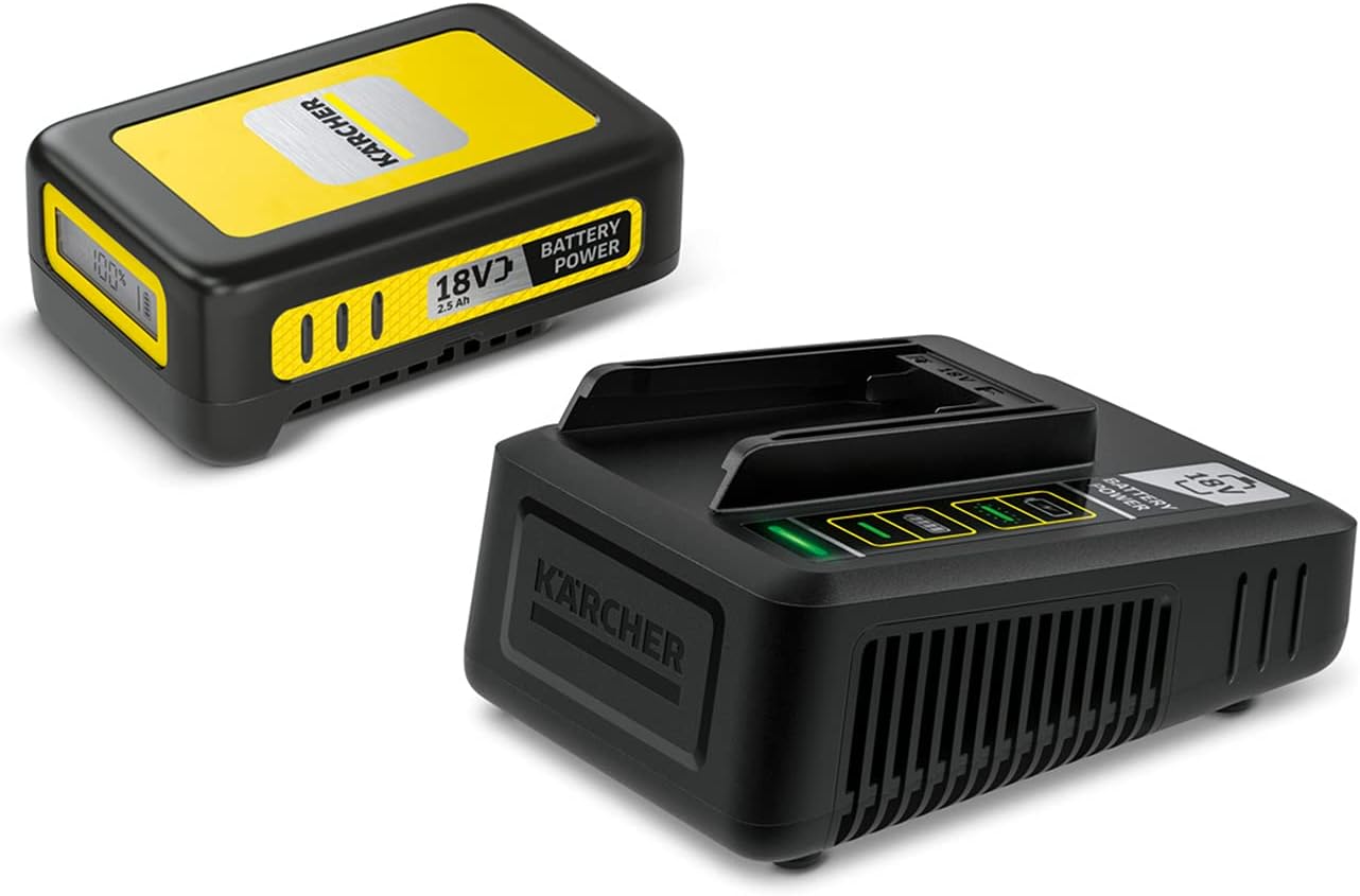 18 V starter kit 18/25, 18 V/2.5 Ah battery with fast charger, lithium-ion battery, charging time: 100% charged in less than 1.5 hours, for all devices of the 18 V battery power platform