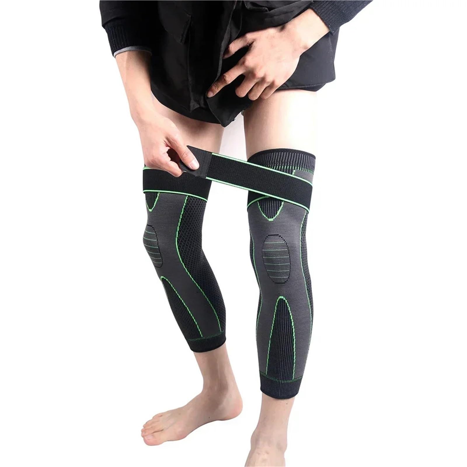 Funda De CompresióN Pierna Completa Manga de compresión pierna completa for hombre y mujer, con correa, manga larga for correr, baloncesto, fútbol, ​​ciclismo, 1/2 Uds(Black-2Pcs,XXL)