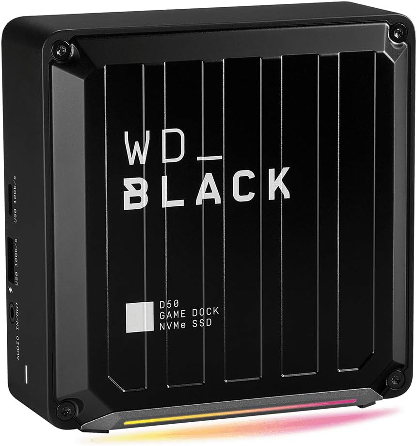 WD_BLACK D50 1TB Game Dock with Ultra-fast NVMe SSD up to 3000 MB/s Customizable RGB lighting with Thunderbolt 3 Connectivity