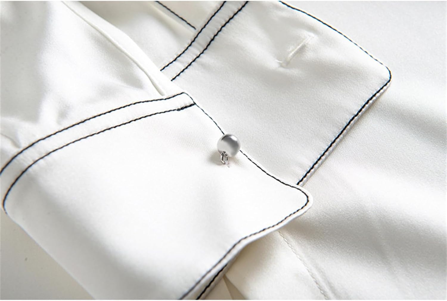Women Autumn Lightweight Long Sleeve Office Office Slim Fit Blouses Soft Satin Silk Button Down Dressy Shirts