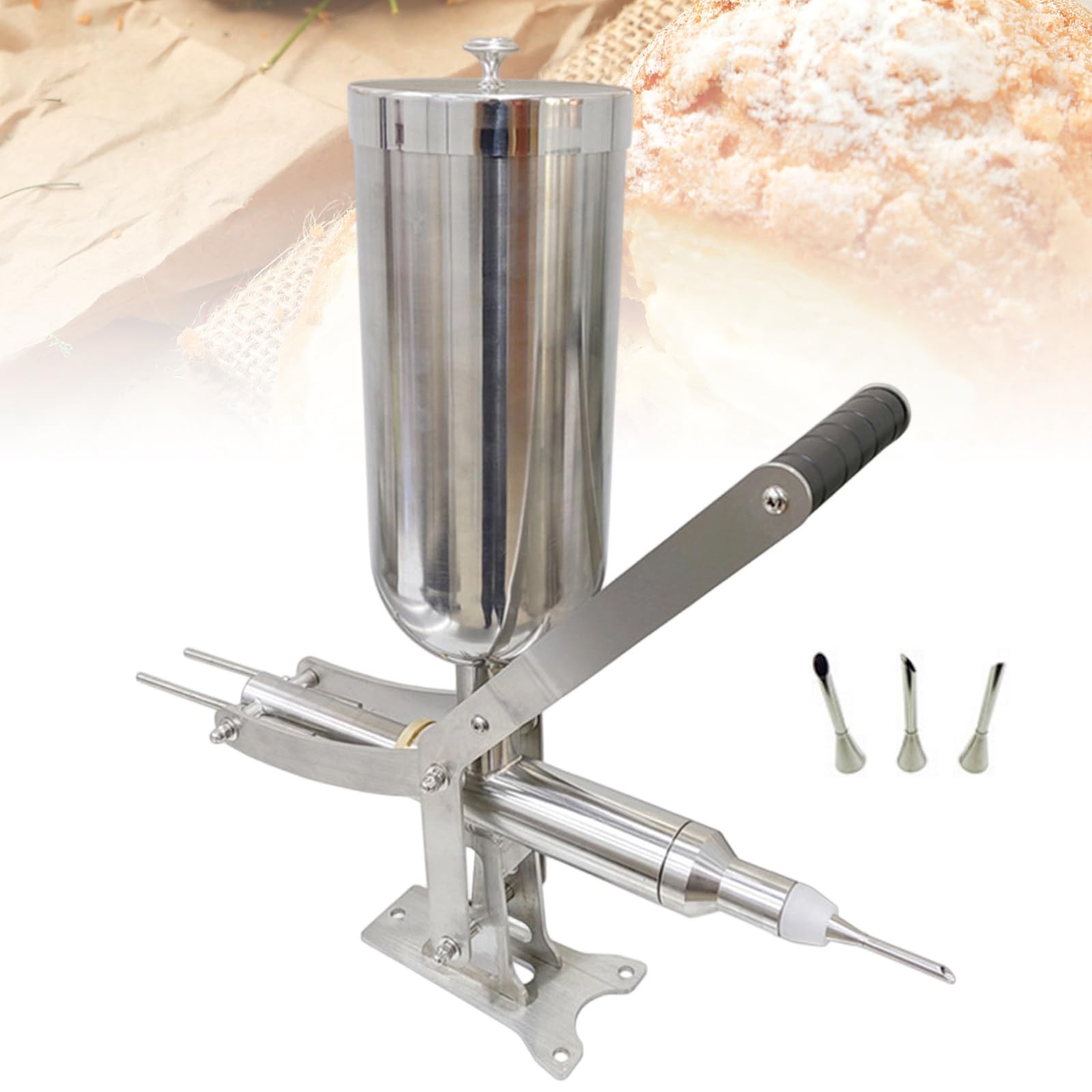 GwlThixion Manual Donut Filling Machine, Donut Filler Machine 5L, Manual Donut Jelly Filler Injector with 1 Long Nozzle & 3 Short Nozzles, for Bakerie Restaurant Cafe CT-03