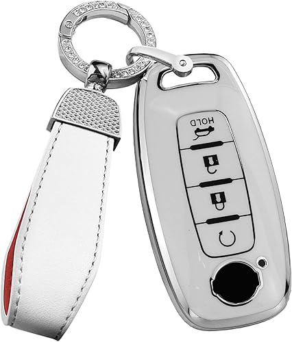 Miniatura 6 de ontto Funda de llavero de 4 botones para Nissan X-trail 2023 Funda inteligente para llave de coche duradera TPU con borde plateado