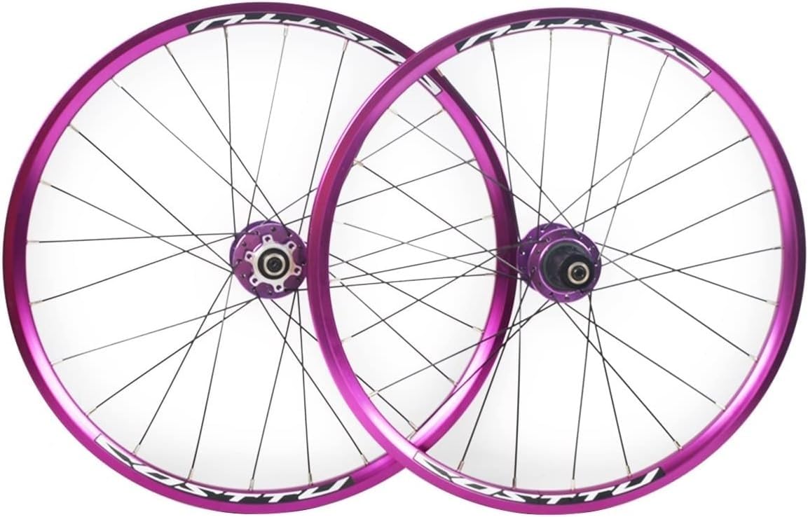 Roues de vélo 16 pouces violettes de haute précision avec jantes 24H