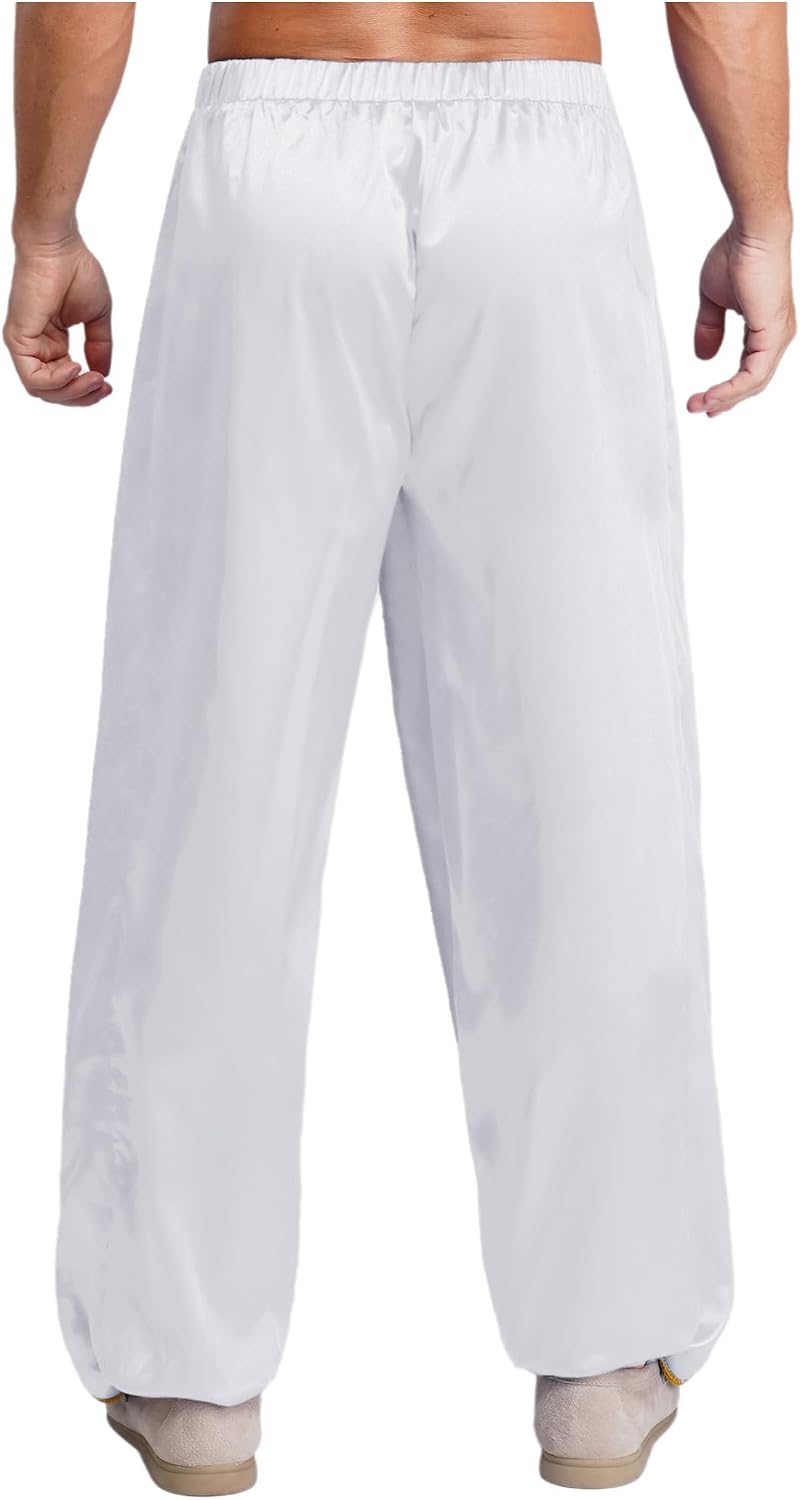 Alvivi Mens Irregular Overlay Lantern Pants Traditional Thai Trousers Arabic Indian Dhoti Harem Pants