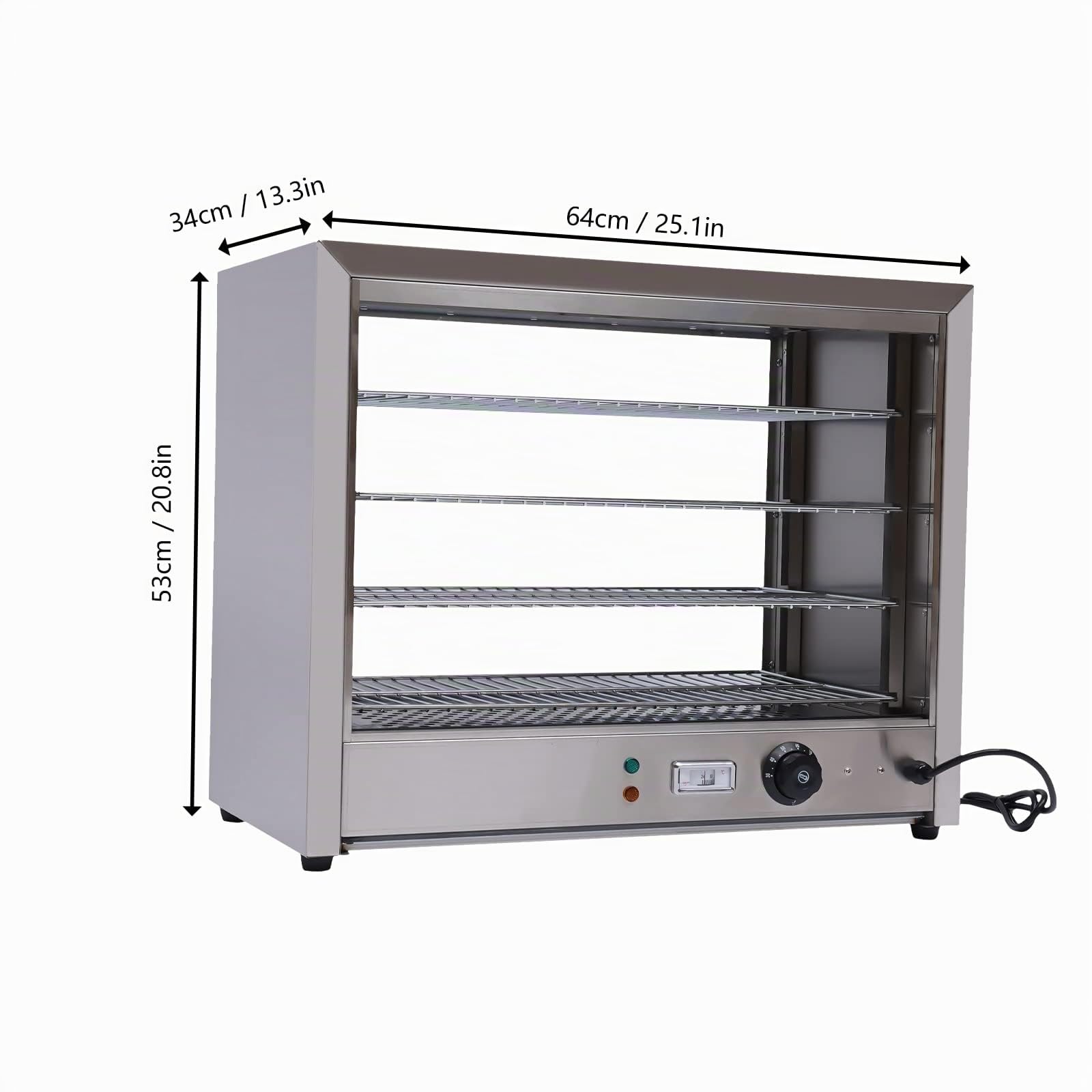 Vitrina de 4 pisos para mantener el calor, mostrador caliente, vitrina térmica, 30-85 °C, 220 V, con pinzas, vidrio comercial, caliente, pizza, restaurante, comedores