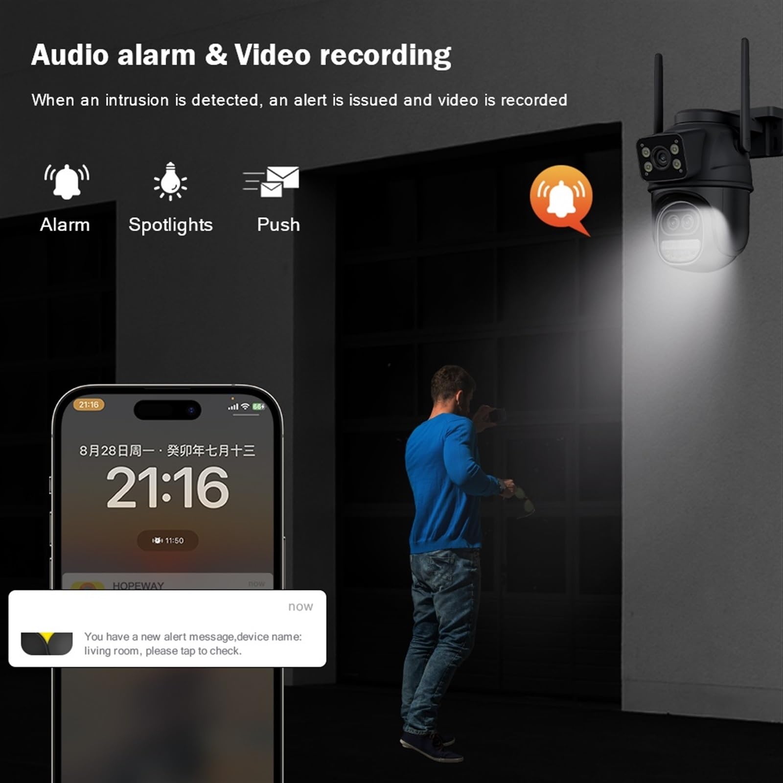 Kamera bezpieczeństwa zewnętrzna, Kamera Wi-Fi 6MP na zewnątrz 12MP 8X Zoom trzy obiektywy podwójne ekrany kamera wideo CCTV automatyczne śledzenie ochrona bezpieczeństwa nadzór Kamera bezpieczeństwa