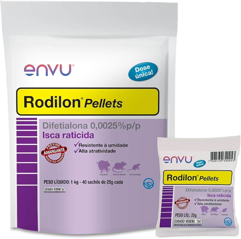 Kit 40 Rodilon Pellets: Isca pronto-uso para matar ratos