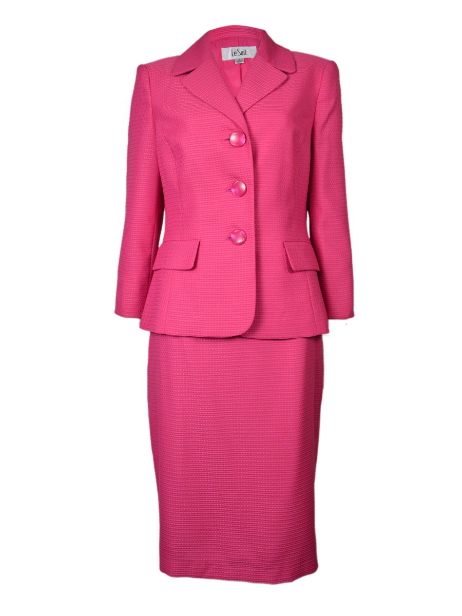 Le Suit Women's 3 Button Notch Collar Jacket and Skirt Suit Set