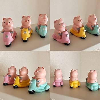 Amazon | バイク乗ってるブタちゃん 黄色 車内アクセサリー ダッシュ