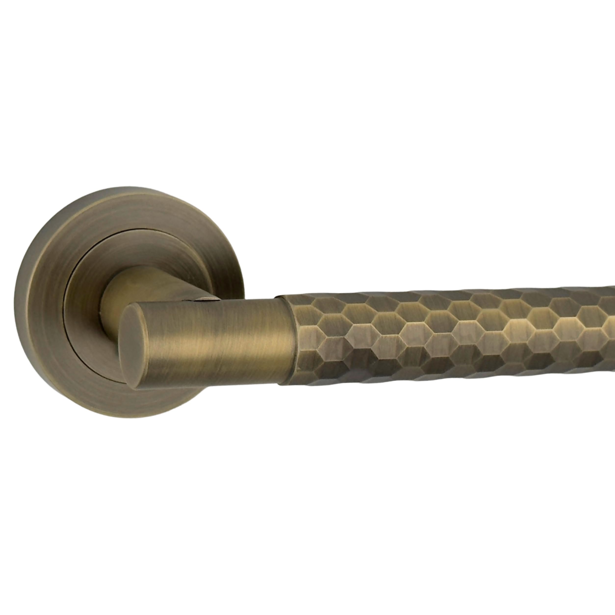 Axs Hardware Montana Knurled Door Handles On Rose Antique Brass