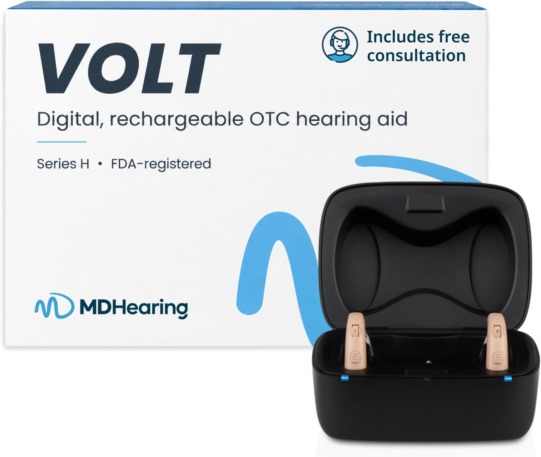 - MDHearing VOLT OTC Hearing Aids for Seniors – Doctor-Designed Behind-the-Ear Digital Hearing Aids – Fits Comfortably with Glasses – Noise Cancelling & Feedback Suppression