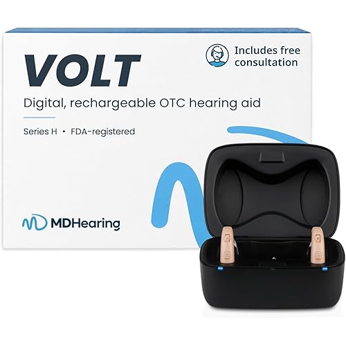 MDHearing VOLT OTC Hearing Aids for Seniors – Doctor-Designed Behind-the-Ear Digital Hearing Aids – Fits Comfortably with Glasses – Noise Cancelling & Feedback Suppression