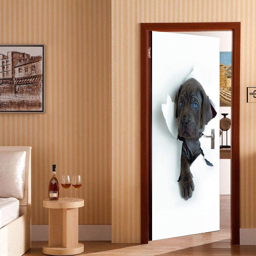 Autocollant Porte Chien En 3D - PVC Amovible, 95x215 Cm - Décoration Murale Colorée, Facile à Poser