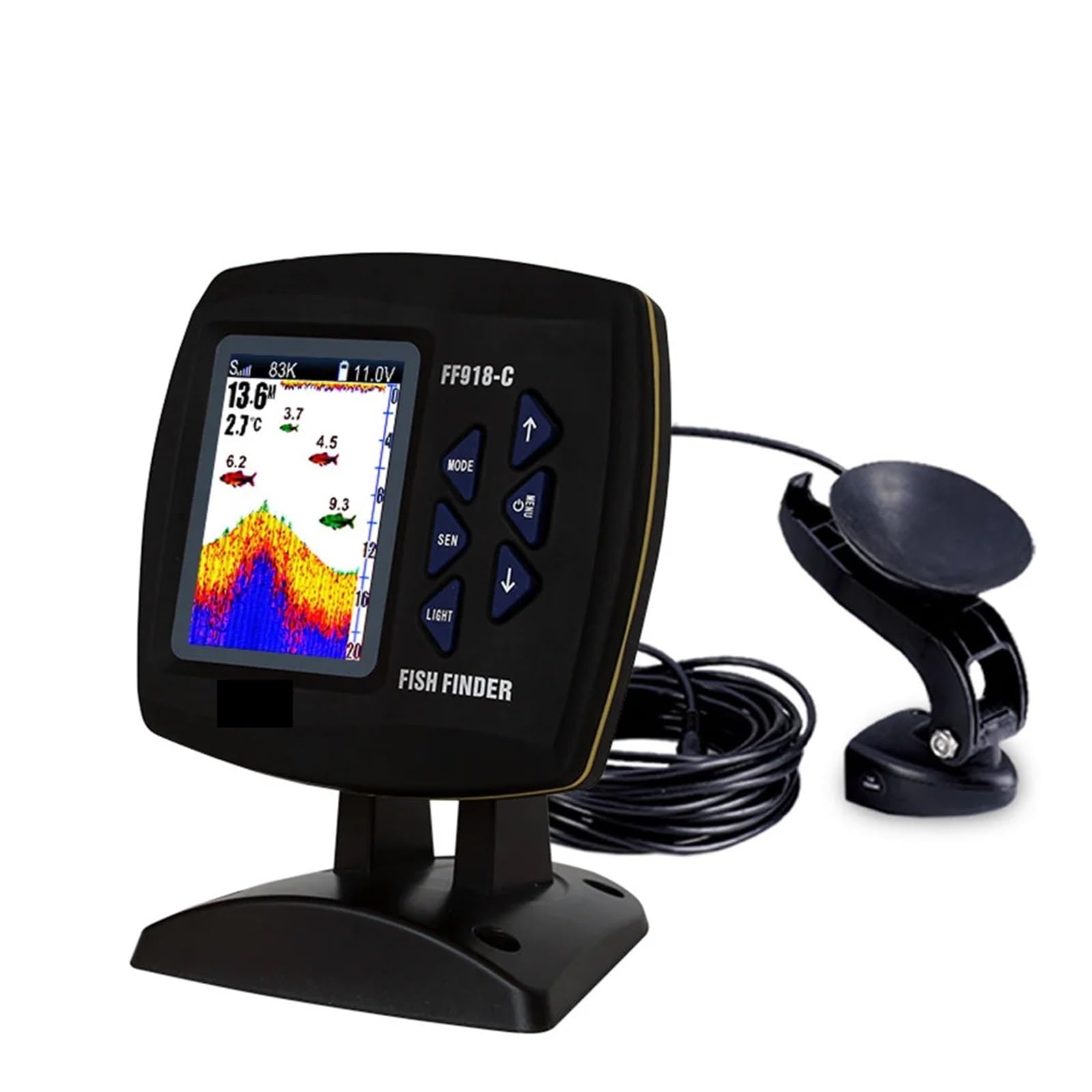 FF918CS-T Ecoscandaglio cablato con schermo a colori e doppia frequenza, profondità 328 piedi/100 m for barca,Alta definizione