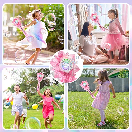 Chridark Bubble Wands For Kids Girls - Include 4 Bubble Solution, Light Up Led & Sound Effect, Outdoor Party Birthday Windmill Bubble Machine Toys For Toddlers, Gift For Girls Age 3 4 5 6 7 8 Year Old #TOP5