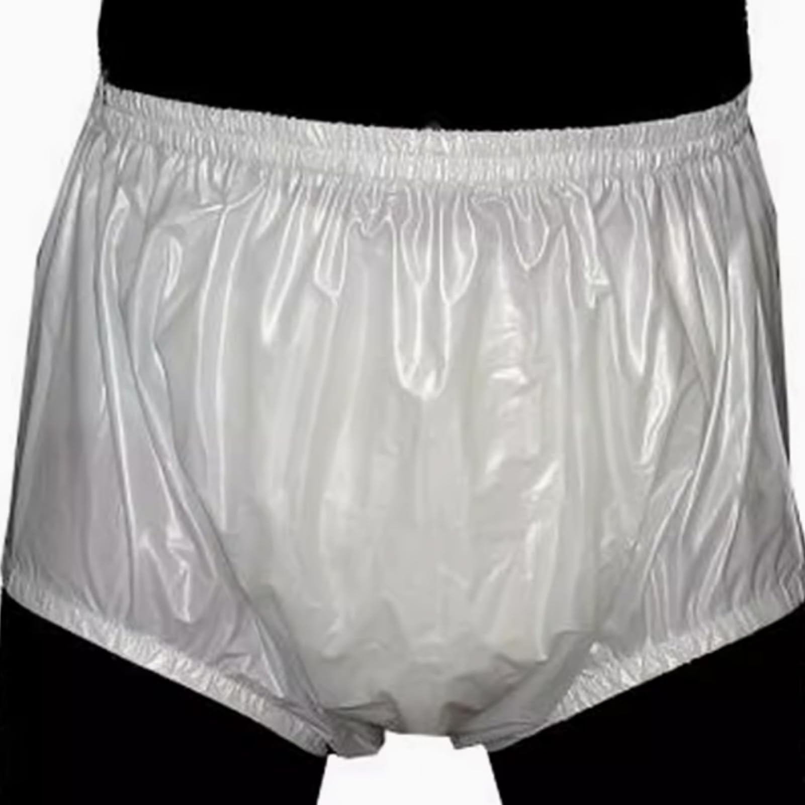 Culotte Plastique Pantalon En Plastique À Enfiler Adulte Pantalon D'Incontinence Imperméable Et Étanche Sous-Vêtements De Sécurité Silencieux Couvre-Couche Réutilisable,White 3 pack,S