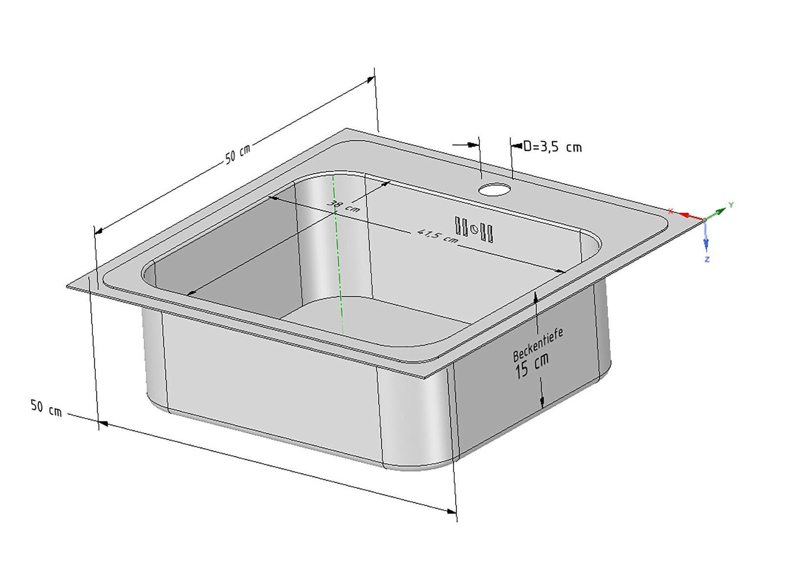 Edelstahlspüle Edelstahl Einbauspüle Küchenspüle Spülbecken verschiedene Größen (50x50)