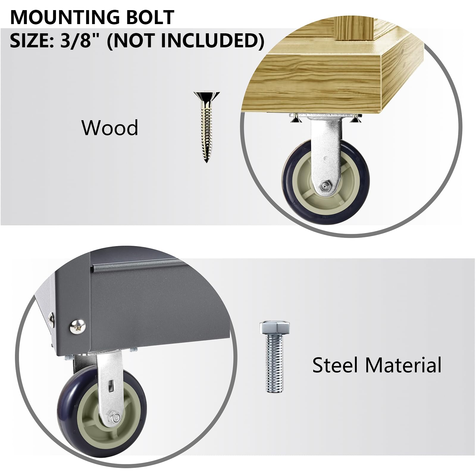LONGRUNFORU Heavy Duty Rigid Caster Yoke – Zinc Plated Steel Frame, Up To 1000 Lbs Capacity - View #6