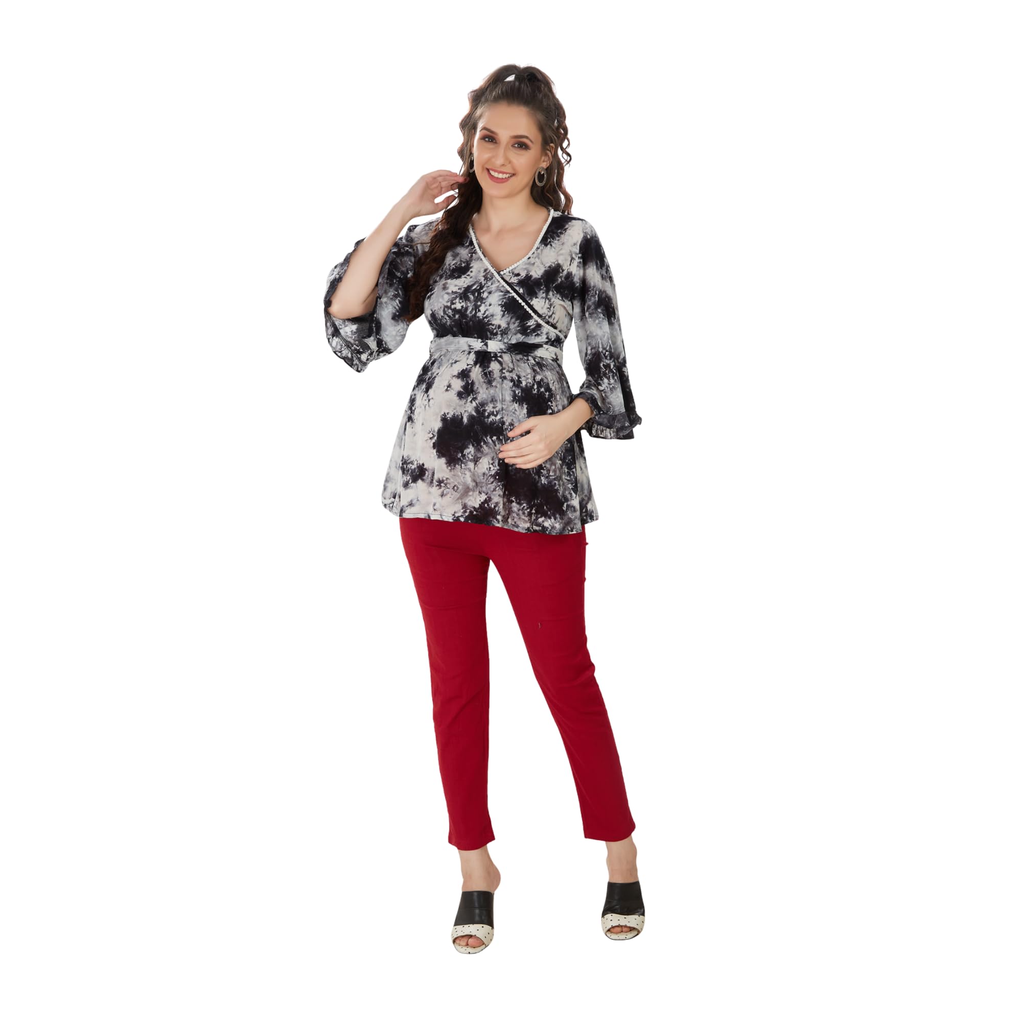 Black White Tiedye Maternity Top-picture-36