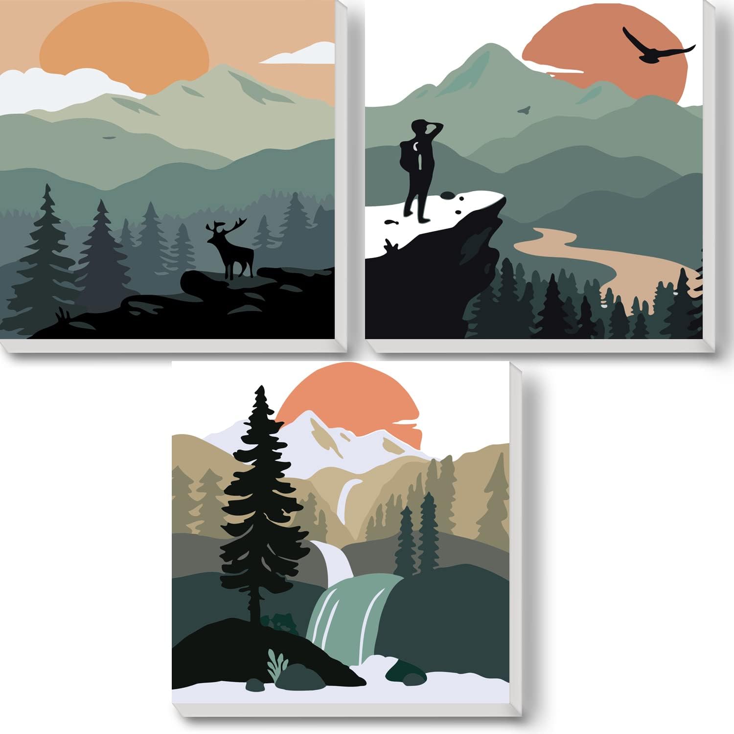 KANGDONG 3 Pack Paint by Number for Adults 12*12inch Paint Numbers Kit with Frame Paint by Number for Adults Beginner Acrylic Paint Kits for Adults Home Wall Decor Desktop Decoration