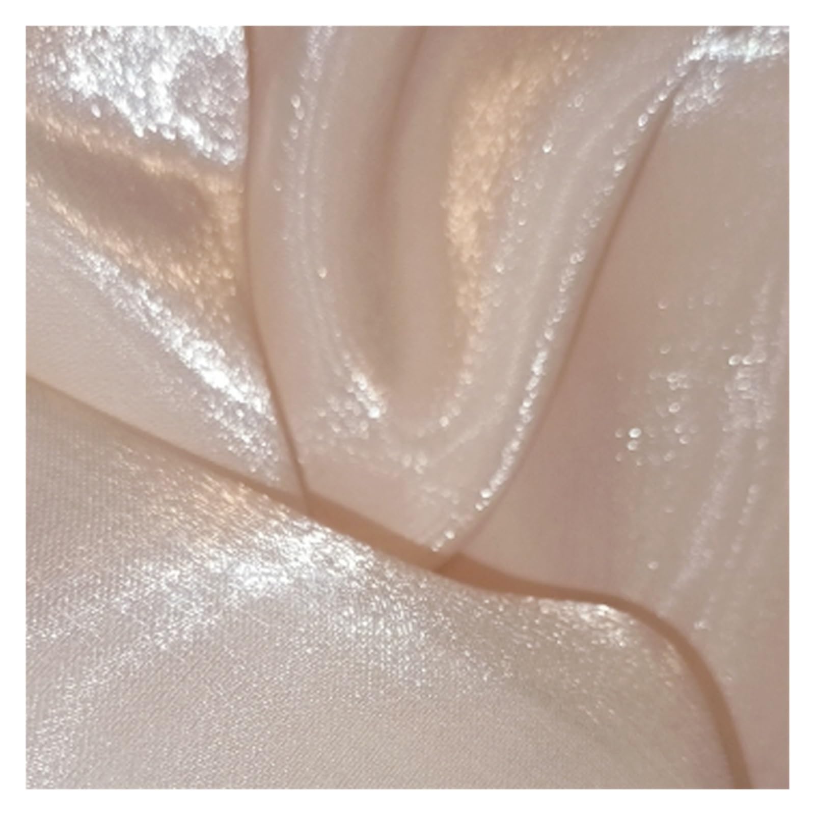 Glitter Metallic Fabric, Polyester Satin Organza Fabric Craft Material Multicolor Multiple Sizes(Beige,150cm x 1m)