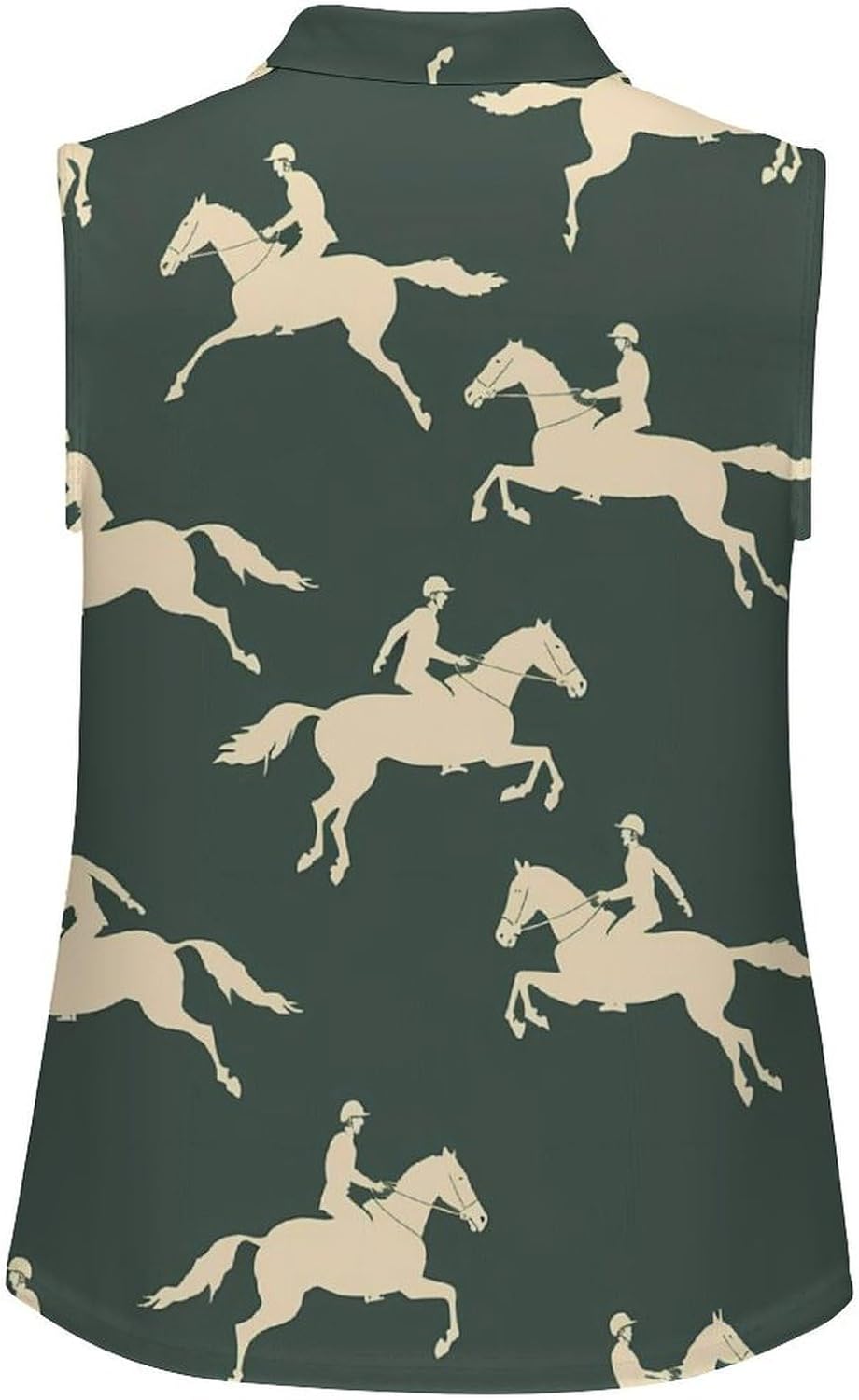 Horse Riding Silhouette Women Sleeveless Collared Golf Polo Shirt | V Neck Tank Top,Breathable Tennis Shirts