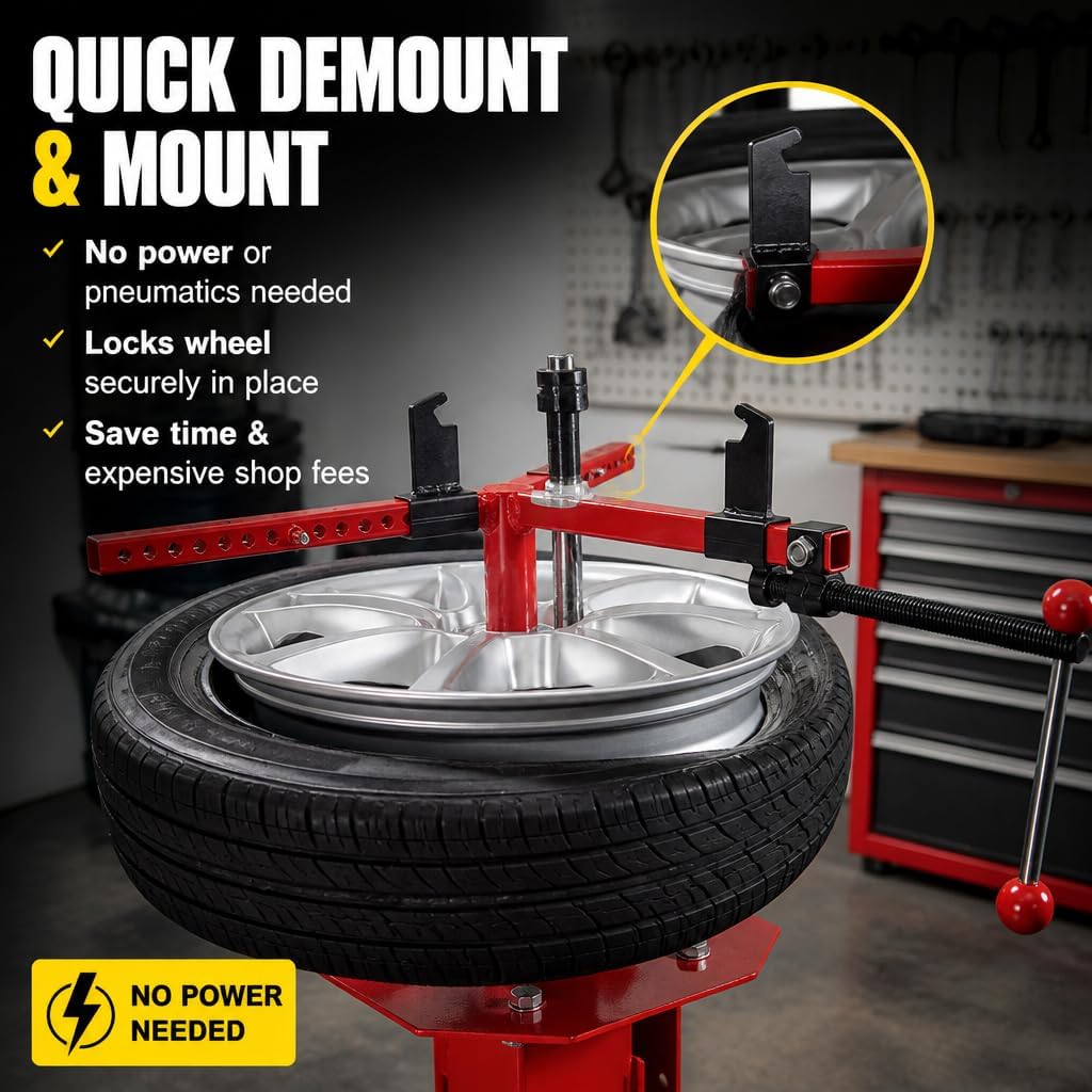 Heavy Duty Manual Tire Changer Machine with Tire Bead Breaker, Portable Tire Mounting Machine for 4 to 16.5 Inch Tires, Small Tire Changer for Motorcycle, ATV, Lawn Mower, Car and Light Truck