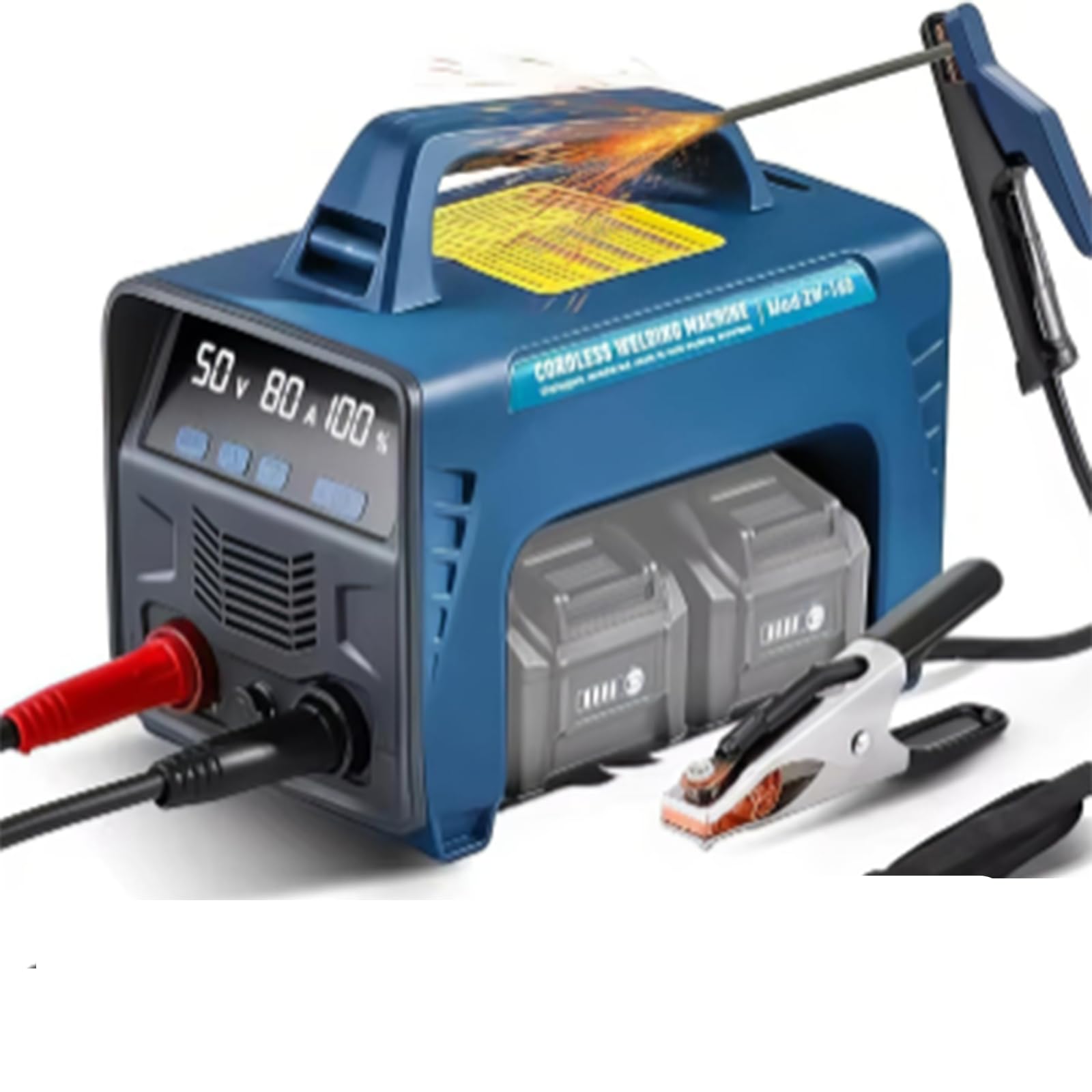 Saldatrice Wireless Portatile, saldatrice a Batteria con Display a LED, avviamento a Caldo, saldatrice a Bastoncino con Inverter Digitale, saldatrice a Punti Portatile