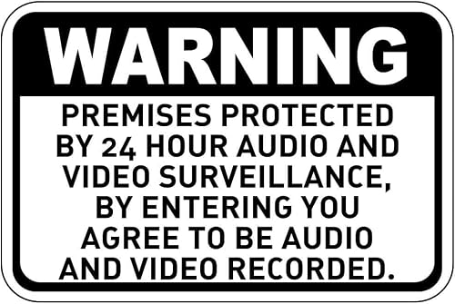 OSHA Dual Surveillance Warning Metal Tin Sign, 24 Hour Audio And Video Recording On Site Business Wall Decor, 12x8 Inches Aluminum