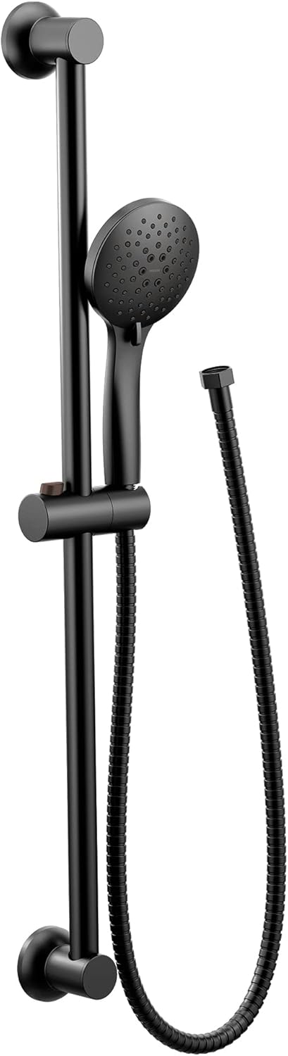 Moen Showering Matte Black Eco-Performance 5-Function Handheld Shower with 30-Inch Slide Bar and 69-Inch Hose, 3558EPBL