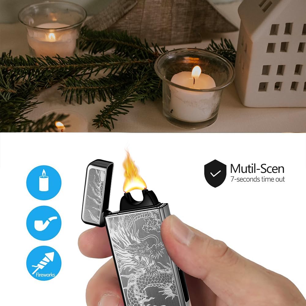 Accendino elettrico al plasma ricaricabile tramite USB SKRFIRE Dragon - Torcia ad arco - Accendini freschi antivento ad alta potenza, in confezione regalo, per compleanno, regalo per uomini e donne