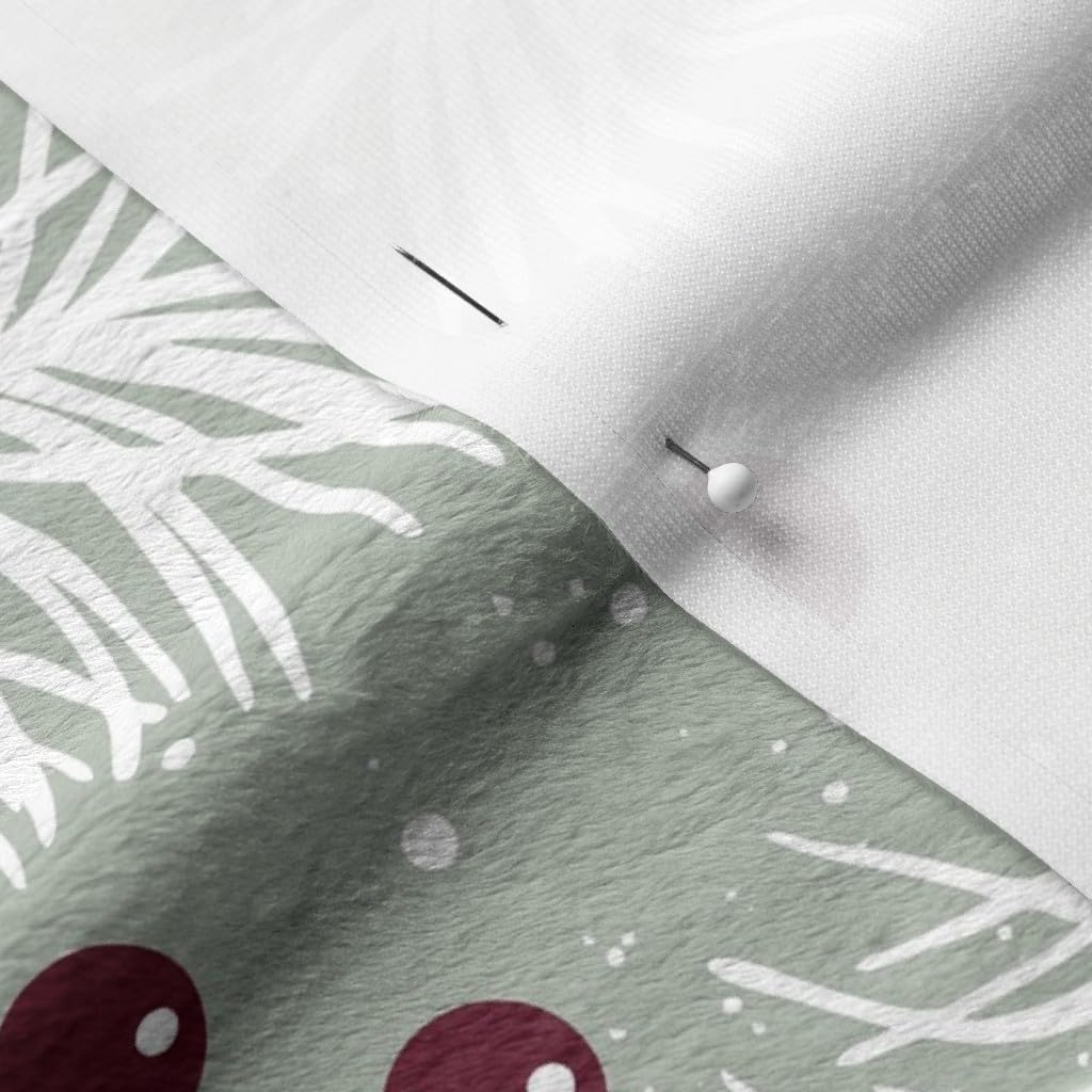 Spoonflower Fabric - Elegant Holiday Pine Branch Berry Berries Snow Winter Christmas Printed on Minky Fabric by The Yard - Sewing Baby Blankets Quilt Backing Plush