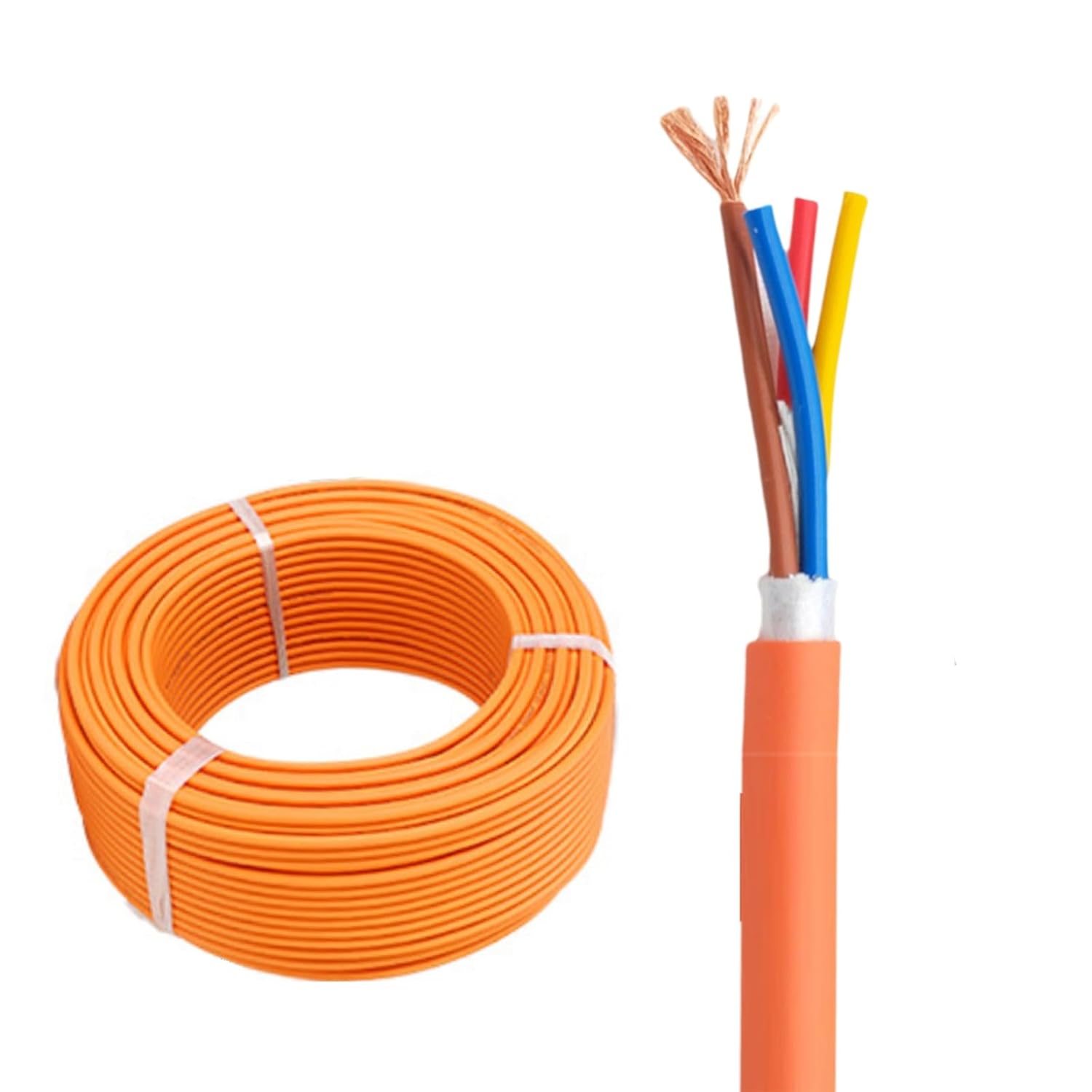 High Flexible TRVVP Drag Chain Cable,Orange Servo Motor Power Cable,Oxygen-Free Copper 20/18/16 AWG,15FT Continuous Flex Wire for CNC,Robotics & Industrial Automation(32FT,12AWG-4C)