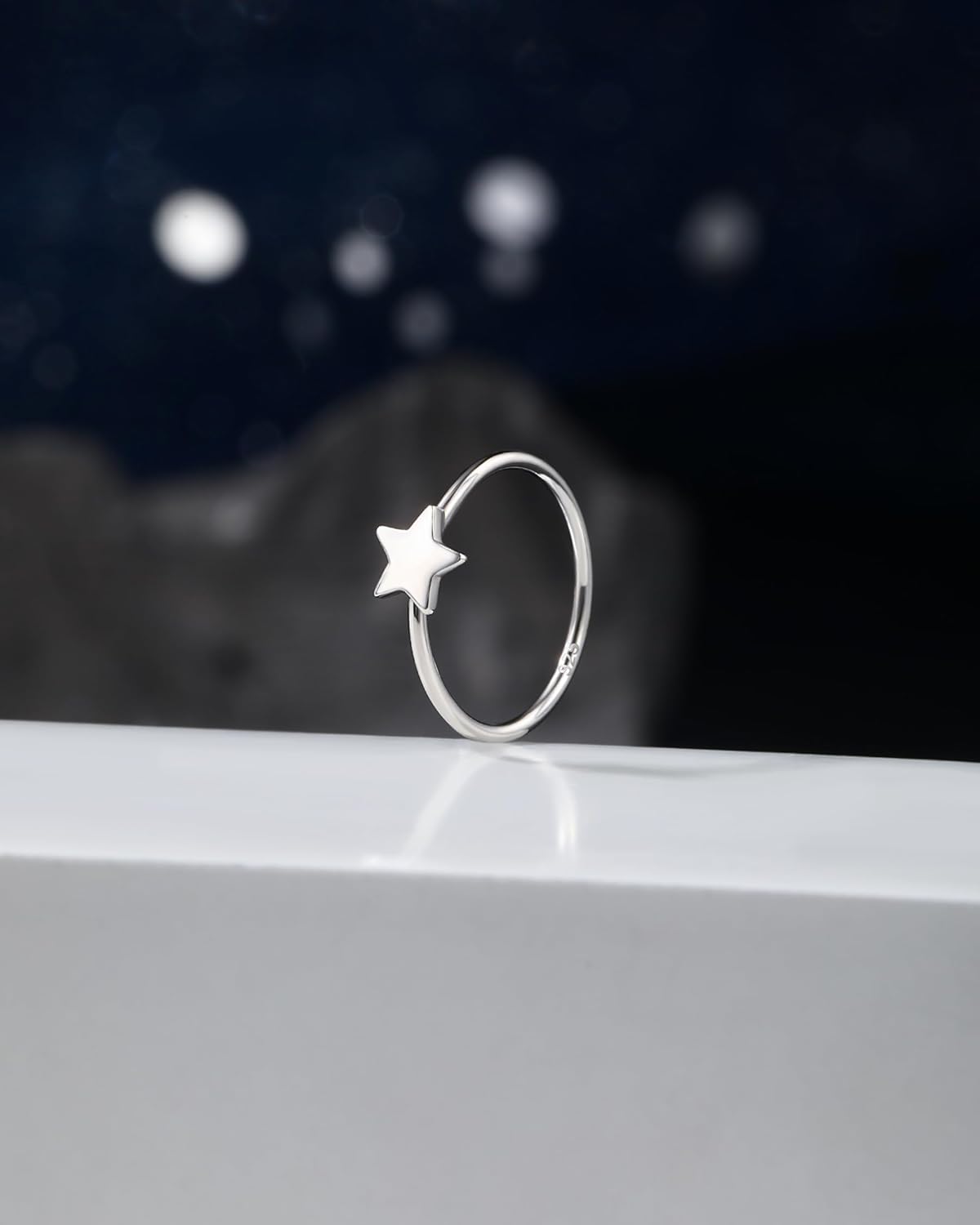 Jewseen 20g Nose Rings Hoops 925 Sterling Silver Nose Piercing Jewelry Star Cartilage Hoop Earrings Helix Rook Daith Tragus Earrings for Women - Image 4