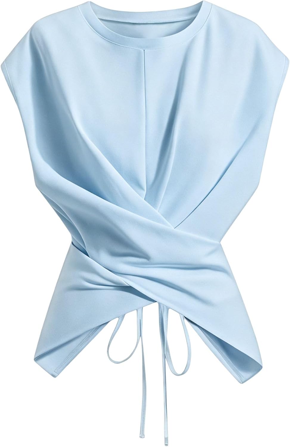 Verdusa Women's Cinched Waist Wrap Top Cap Sleeve Tie Back Going Out Workout Business Casual Tops
