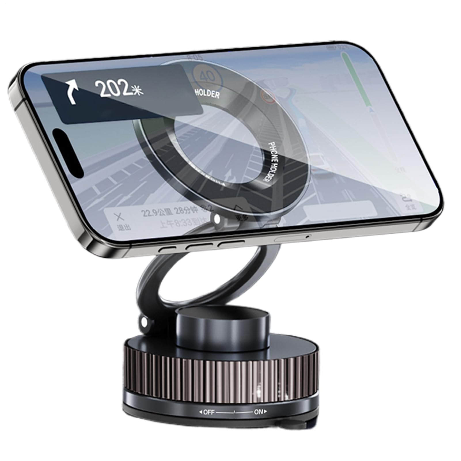 Magnetic Phone Holder - Car Mount Dashboard Bracket 360 Degree Rotating Suction Cup Stand for Windshield Vent Desk