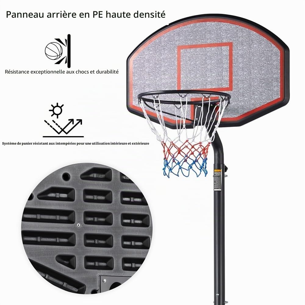 Yaheetech Panier de Basket Extérieur Portable Réglable en Hauteur de 2,11 à 3,05 m sur Pied à roulettes Base de Lestage pour Enfants, Jeunes, Adultes, Gym