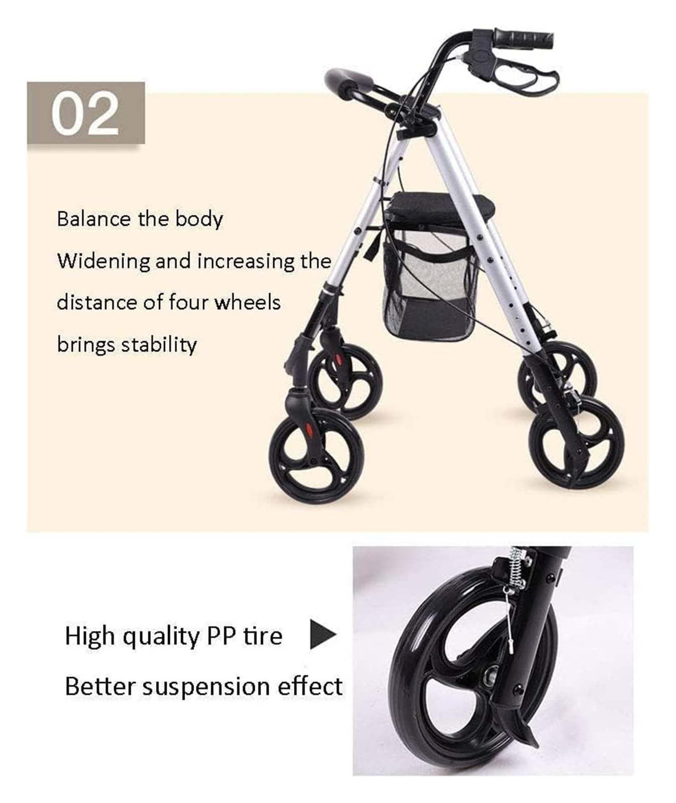 Andador Plegable, Andador Rollator, Rodillo ligero de aluminio de 4 ruedas plegable con freno de mano con asiento acolchado rodillo ayuda ajustable for personas mayores