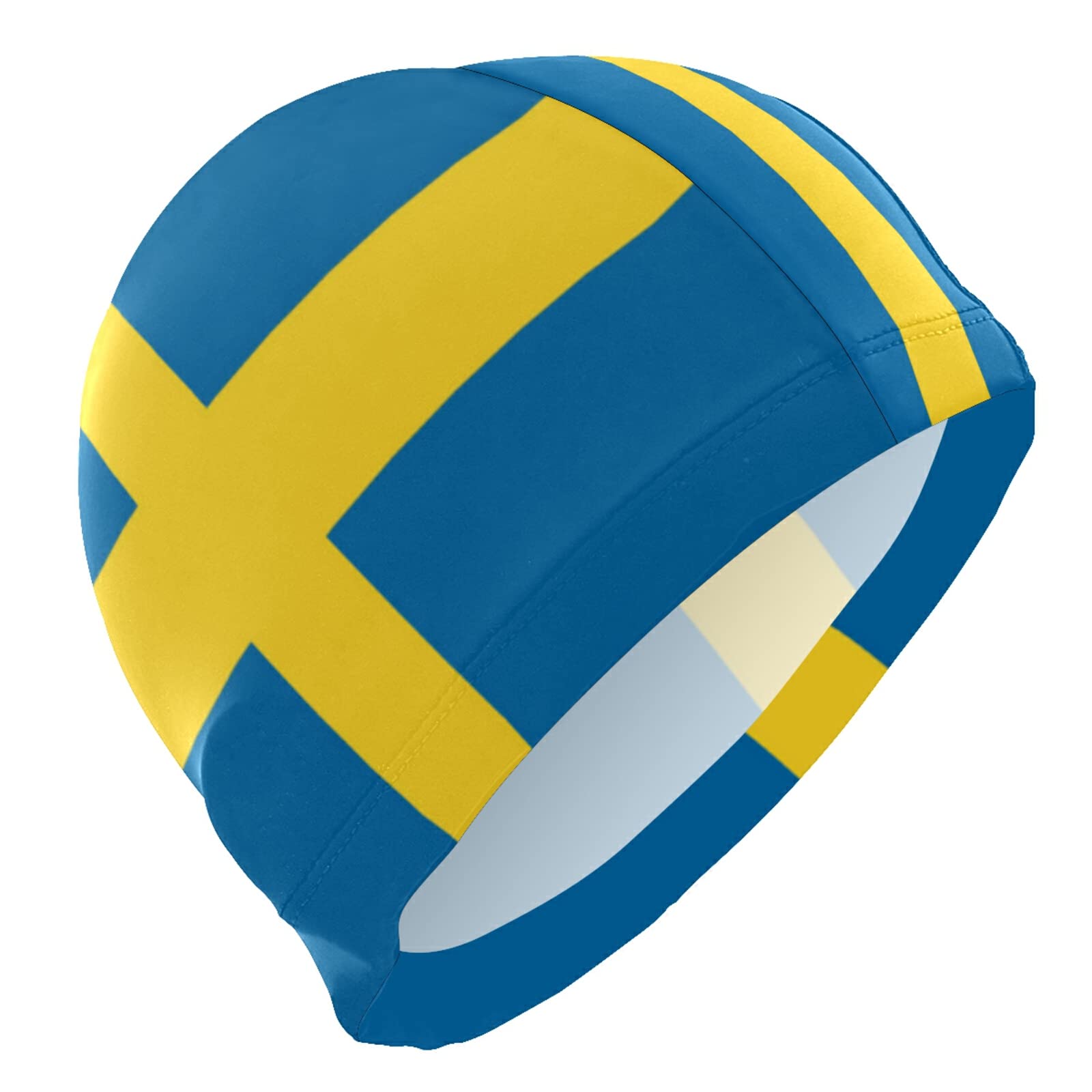 Dallonan Swimming Cap Sweden Flag Unisex Adult Swim Cap Polyester
