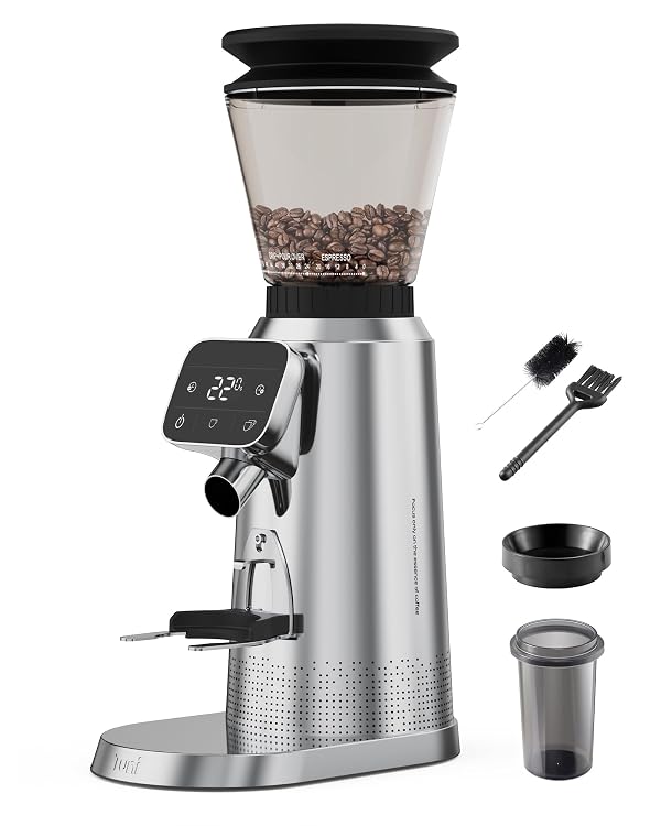 Tuni G2 Conical Burr Coffee Grinder, 70 Grind Settings Anti-static Burr Mill, Precision Electronic Timer and LED Touchscreen for Espresso/Drip/Cold Brew/French Press, Stainless Steel by Tuni - Used condition - US$89.00