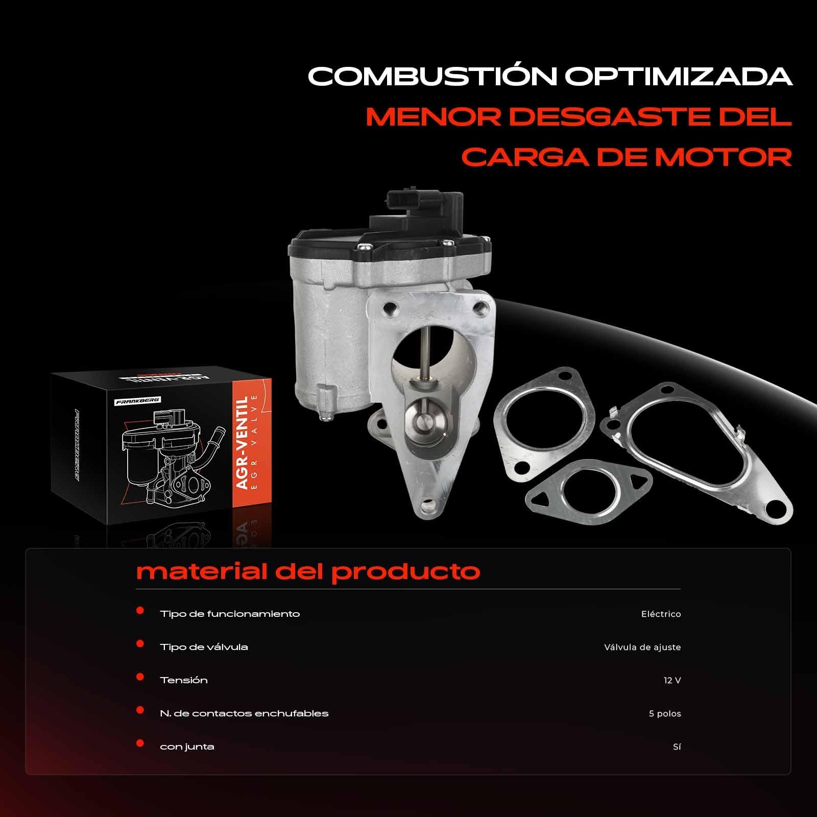 Frankberg Válvula EGR de recirculación de gases de escape 147106672R | Compatible con: Scénic II JM0/1, M.e.g.a.n.e II Estate KM0/1, Laguna II Grandtour KG0/1