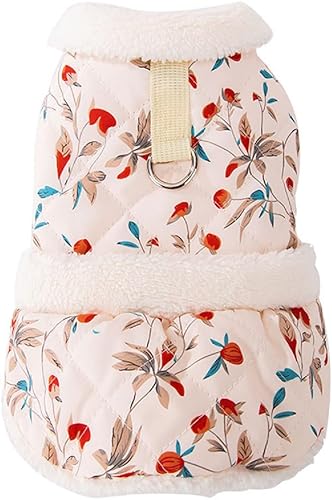 Abrigo para perro, pijama de invierno para gatos, pequeños trajes de algodón floral para perro, chaqueta acolchada para perro, overol para mascotas,