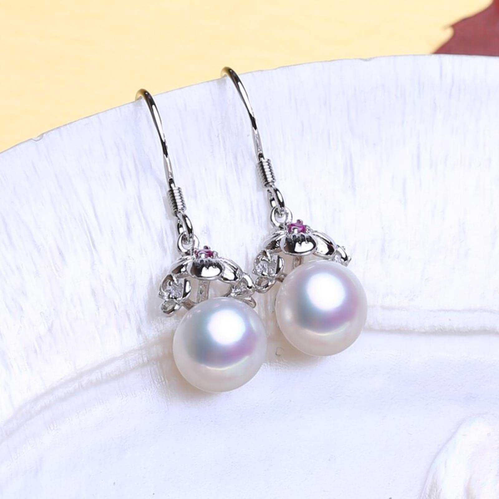 Conjuntos De Joyería De Plata De Ley 925, Pendientes De Perlas Naturales, Pendientes De Tuerca De Flor Bohemia, Collares Con Colgante De Rubí Para Mujer