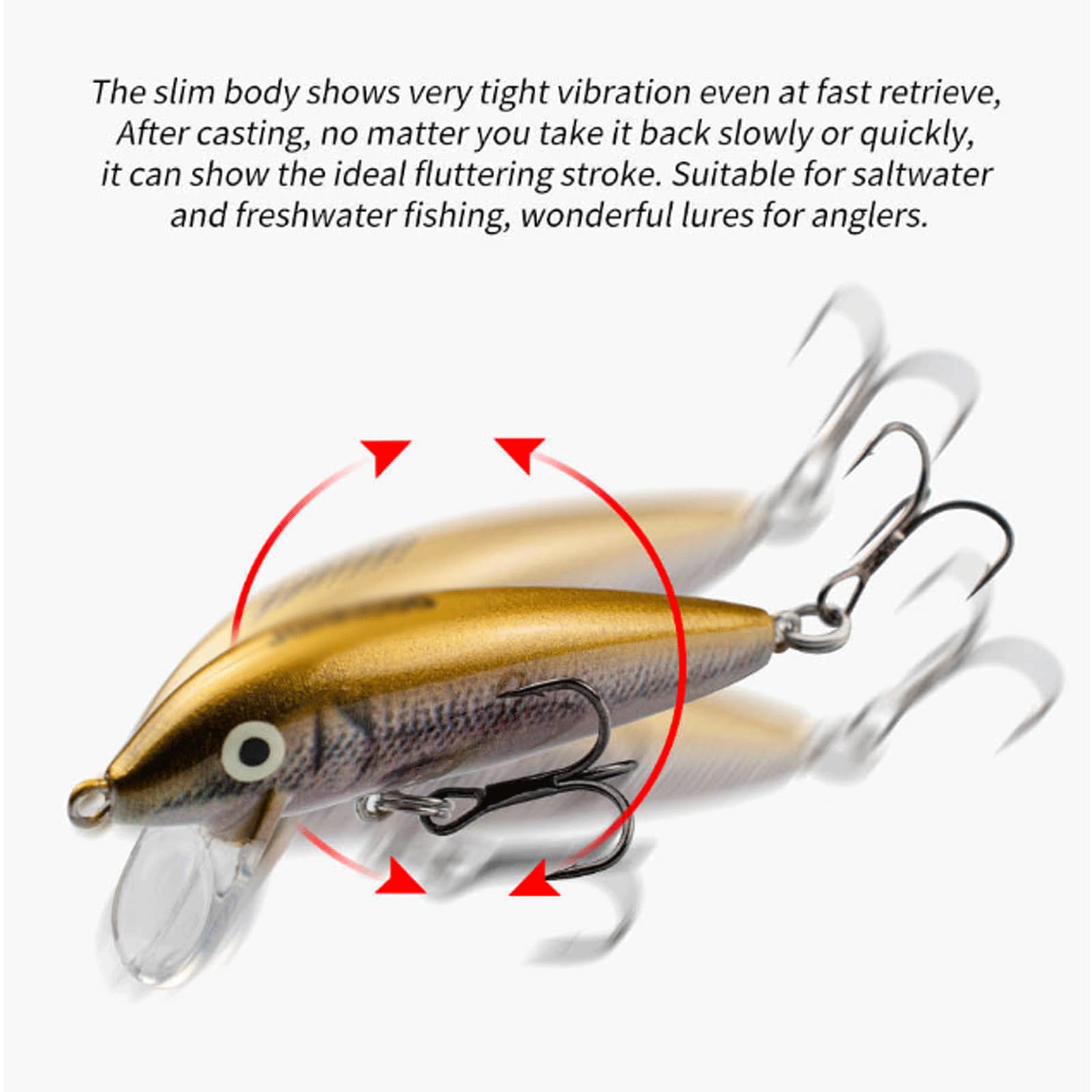 Leurre de pêche, lot de 2, leurre coulant de type minnow, 5 cm, 5 g, appât artificiel pour truite, pour la pêche en rivière et en lac, leurre jerkbait pour la pêche en roche, leurres durs, matériel d