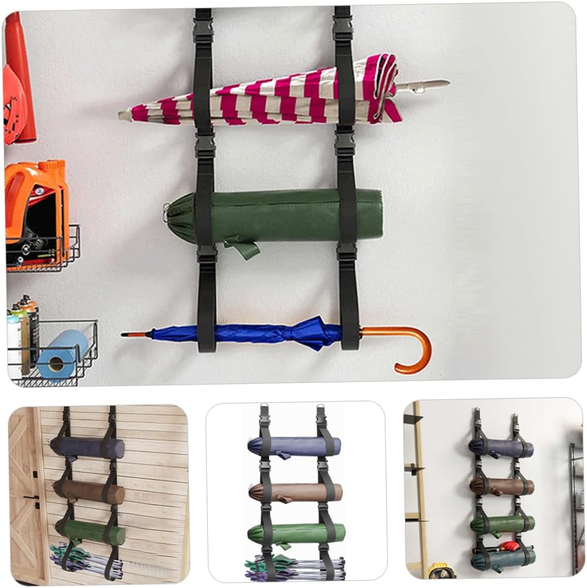 2pcs Adjustable Wall Storage Straps Heavy Duty Wall Hanging Storage Belts for Garage Organization and Tool