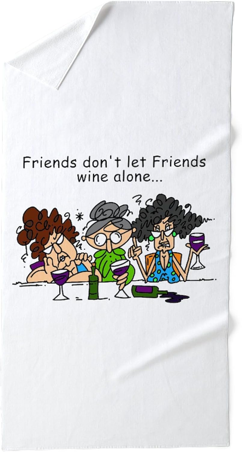 CafePress Friends and Wine 30"x60" Absorbent Cotton Back, Soft Beach, Pool Towel